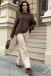 CLASSIC SWEATER MADE FROM UNDYED ALPACA WOOL AND MACO COTTON F1743 espresso