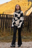 Warm, colorful cable-knit sweater F1752 black