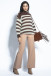 Button-up striped alpaca wool sweater F1763 choco